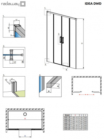 Фото душевая дверь radaway idea dwd 190 см 387129-01-01